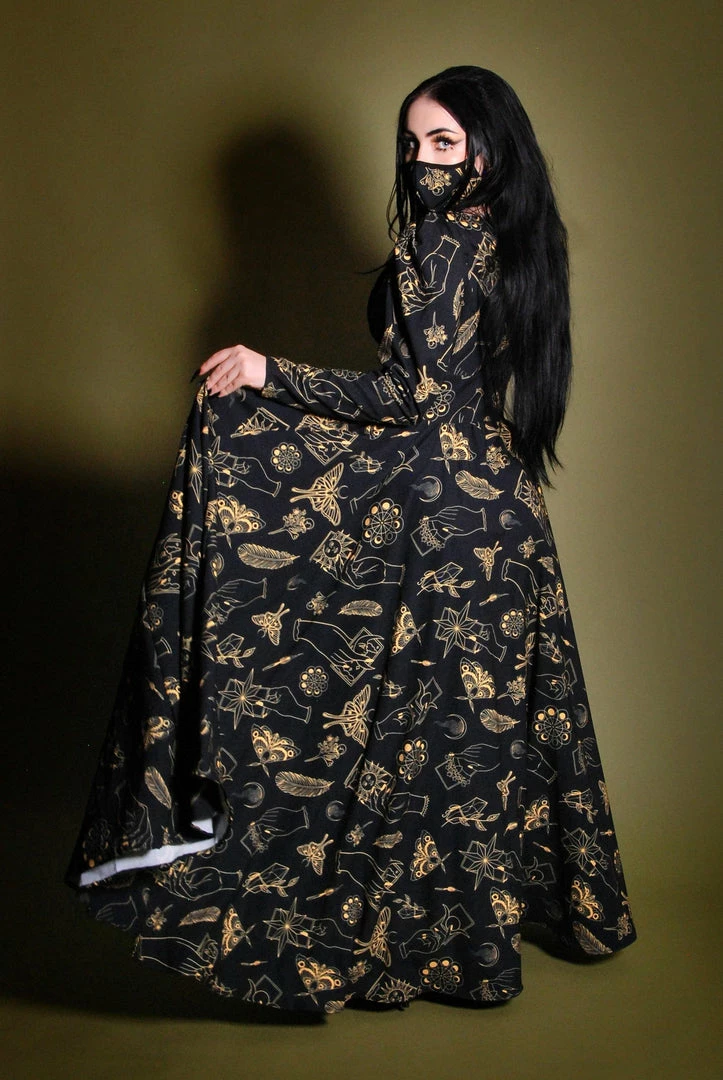 LBHM Clarice 40s Coat Dress In Stregheria Print | Laura Byrnes & Hope Johnstun 7 LBHM Clarice 40s Coat Dress In Stregheria Print | Laura Byrnes & Hope Johnstun