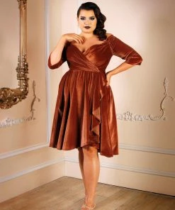 Laura Byrnes Design Shop All In-Stock Items By Size Final Sale - Monica Vintage Inspired Swing Dress In Rose Gold Velvet | Laura Byrnes 17 Laura Byrnes Design Shop All In-Stock Items By Size Final Sale - Monica Vintage Inspired Swing Dress In Rose Gold Velvet | Laura Byrnes