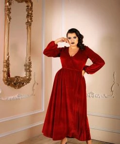 Laura Byrnes Design Shop All In-Stock Items By Size Final Sale - Bianca 70s V-Neck Maxi Gown In Cranberry Stretch Velvet | Laura Byrnes 13 Laura Byrnes Design Shop All In-Stock Items By Size Final Sale - Bianca 70s V-Neck Maxi Gown In Cranberry Stretch Velvet | Laura Byrnes