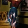 N.Y.M.F. By Co What's New, Pussycat? Isabella Hand Painted Tulle Ballet Skirt In Teal