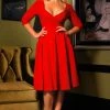 Erin Vintage Style Swing Dress In Cherry Red Bengaline | Pinup Couture