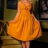 Linda Dress In Solid Mustard | Pinup Couture 2 Linda Dress In Solid Mustard | Pinup Couture