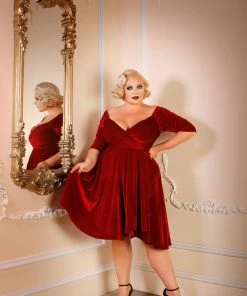 Laura Byrnes Design What's New, Pussycat? Monica Swing Dress In Cranberry Velvet | Laura Byrnes