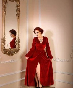 Laura Byrnes Design Shop All In-Stock Items By Size Final Sale - Bianca 70s V-Neck Maxi Gown In Cranberry Stretch Velvet | Laura Byrnes 12 Laura Byrnes Design Shop All In-Stock Items By Size Final Sale - Bianca 70s V-Neck Maxi Gown In Cranberry Stretch Velvet | Laura Byrnes