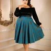 Final Sale - Doris Vintage Swing Skirt With Pockets In Teal Spiderweb Cotton Sateen | Pinup Couture