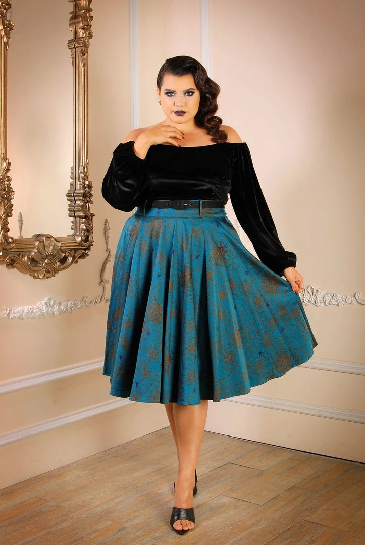 Pinup Girl Clothing Swann Long Sleeve Peasant Top In Black Stretch Velvet | Pinup Couture 7 Pinup Girl Clothing Swann Long Sleeve Peasant Top In Black Stretch Velvet | Pinup Couture