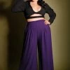 Dietrich Vintage Wide Leg Palazzo Pants In Purple Crepe 32" Inseam | Laura Byrnes Design