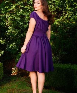 Peasant Dress In Purple Ponte | Pinup Couture What's New, Pussycat?
