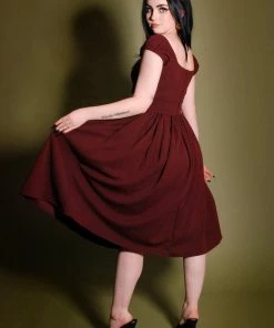 Final Sale - Natalie Dress In Garnet Crepe | Pinup Couture Shop All In-Stock Items By Size