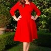 Sabrina Swing Dress In Red Ponte | Laura Byrnes Design
