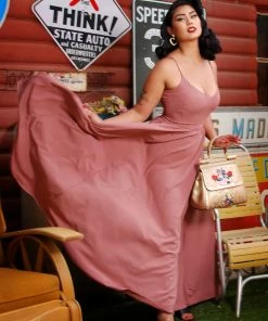 Pinup Couture Amalie Ballerina Daytime Maxi Gown In Mulberry Crepe | Laura Byrnes