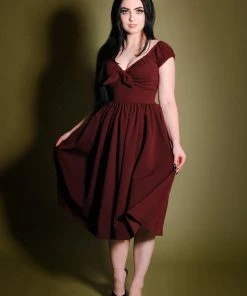 Shop All In-Stock Items By Size Final Sale - Natalie Dress In Garnet Crepe | Pinup Couture