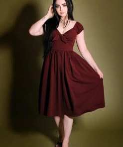 Shop All In-Stock Items By Size Final Sale - Natalie Dress In Garnet Crepe | Pinup Couture