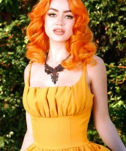 Holly Swing Dress In Mustard Gabardine | Pinup Couture What's New, Pussycat?