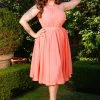 Pinupgirlclothing.com Final Sale - Maybelle Gathered Swing Dress In Solid Peach | Laura Byrnes Shop All In-Stock Items By Size