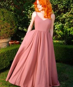 Pinup Couture Amalie Ballerina Daytime Maxi Gown In Mulberry Crepe | Laura Byrnes