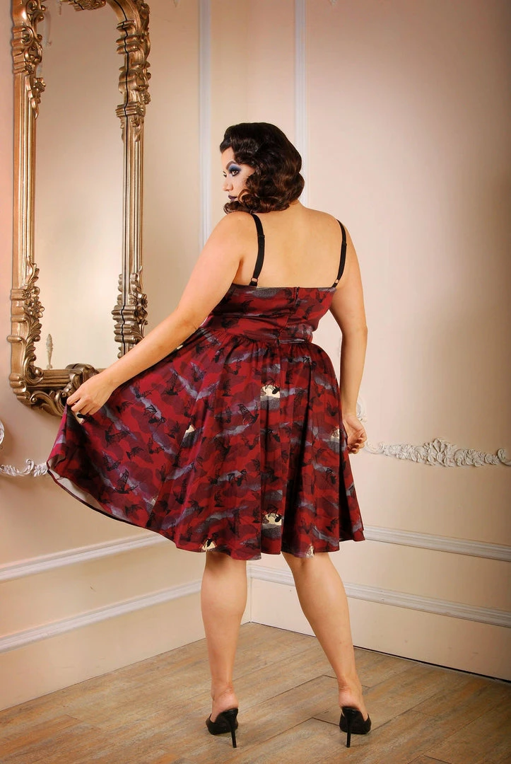LBHM Final Sale - Stephanie Swing Dress In Burgundy Victorian Bats | Laura Byrnes & Hope Morrison 4 LBHM Final Sale - Stephanie Swing Dress In Burgundy Victorian Bats | Laura Byrnes & Hope Morrison