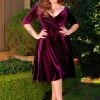 Laura Byrnes Design Shop All In-Stock Items By Size Final Sale - Monica Swing Dress In Eggplant Velvet | Laura Byrnes
