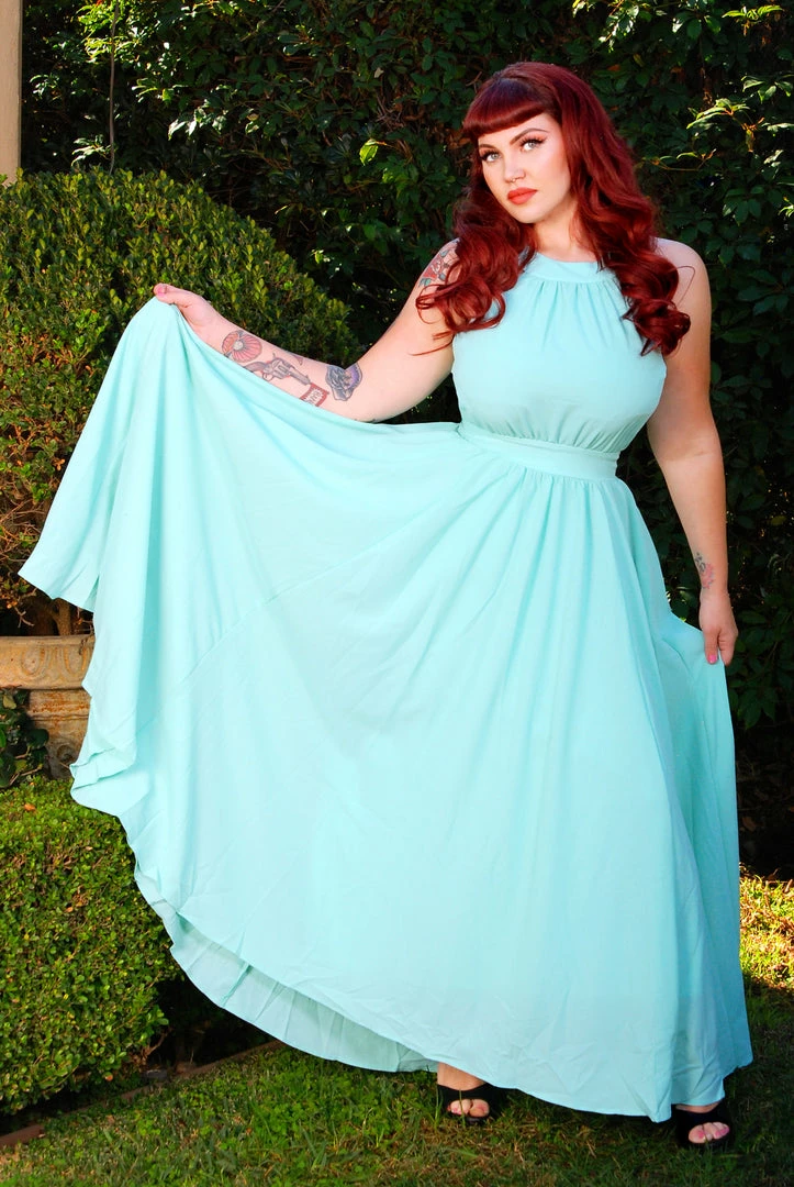 Laura Byrnes Design Final Sale - Maybelle Vintage 70's Maxi Dress In Solid Mint | Laura Byrnes Shop All In-Stock Items By Size 4 Laura Byrnes Design Final Sale - Maybelle Vintage 70's Maxi Dress In Solid Mint | Laura Byrnes Shop All In-Stock Items By Size