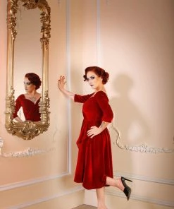 Laura Byrnes Design What's New, Pussycat? Monica Swing Dress In Cranberry Velvet | Laura Byrnes