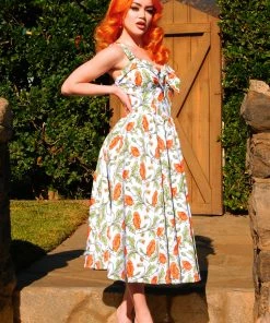 LBHM Linda Dress In California Poppies Crepe | Laura Byrnes & Hope Johnstun