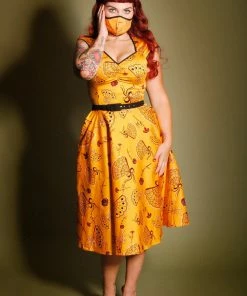 LBHM Shop All In-Stock Items By Size Final Sale - Heidi Dress In Mustard Spanish Fans | Laura Byrnes & Hope Morrison