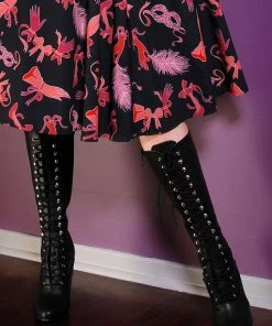 Pleaser Tura Lace Up Knee High Boot In Black Vegan Patent Leather Shop All In-Stock Items By Size