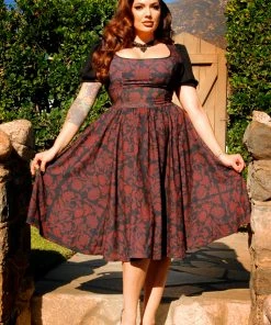 LBHM Final Sale - Amara Swing Dress In Red On Black Capri Floral | Laura Byrnes & Hope Johnstun Shop All In-Stock Items By Size