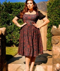 LBHM Final Sale - Amara Swing Dress In Red On Black Capri Floral | Laura Byrnes & Hope Johnstun