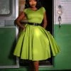 Pinupgirlclothing.com Shop All In-Stock Items By Size Final Sale - Celia Vintage Swing Dress In Olive Cotton Sateen | Pinup Couture