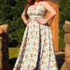 LBHM Tara Maxi Day Dress In California Poppies Crepe | Laura Byrnes & Hope Johnstun What's New, Pussycat?