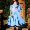 Final Sale - Marie-Thérèse Peasant Dress In Chambray Poly Crepe | Pinup Couture Shop All In-Stock Items By Size