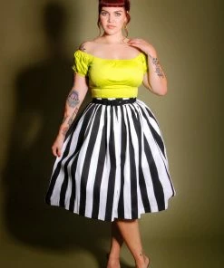 Vintage Short Sleeve Peasant Top In Chartreuse Cotton Sateen | Pinup Couture Shop All In-Stock Items By Size