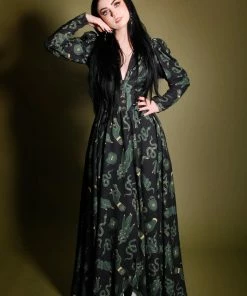 LBHM Clarice Coat Dress In Black Ground Garden Of Eden Crepe | Laura Byrnes & Hope Johnstun What's New, Pussycat?