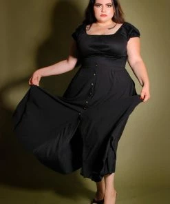 LB Selene Button Front Midi Skirt In Black Stretch Crepe | Laura Byrnes What's New, Pussycat? 13 LB Selene Button Front Midi Skirt In Black Stretch Crepe | Laura Byrnes What's New, Pussycat?