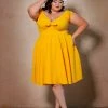 Final Sale - Natalie Dress In Yellow Crepe | Pinup Couture