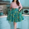 LBHM Final Sale - Little Jun Pleated Skirt In Teal Spanish Fans Print | Laura Byrnes & Hope Johnstun Shop All In-Stock Items By Size