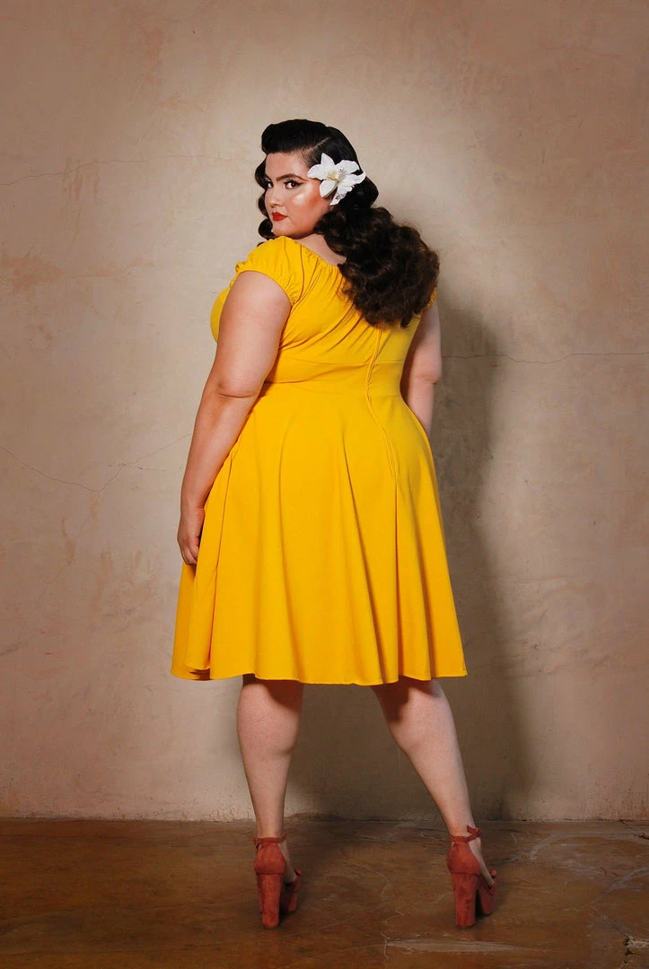Final Sale - Natalie Dress In Yellow Crepe | Pinup Couture 8 Final Sale - Natalie Dress In Yellow Crepe | Pinup Couture