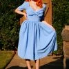 Paige Swing Dress In Chambray Poly Crepe | Pinup Couture