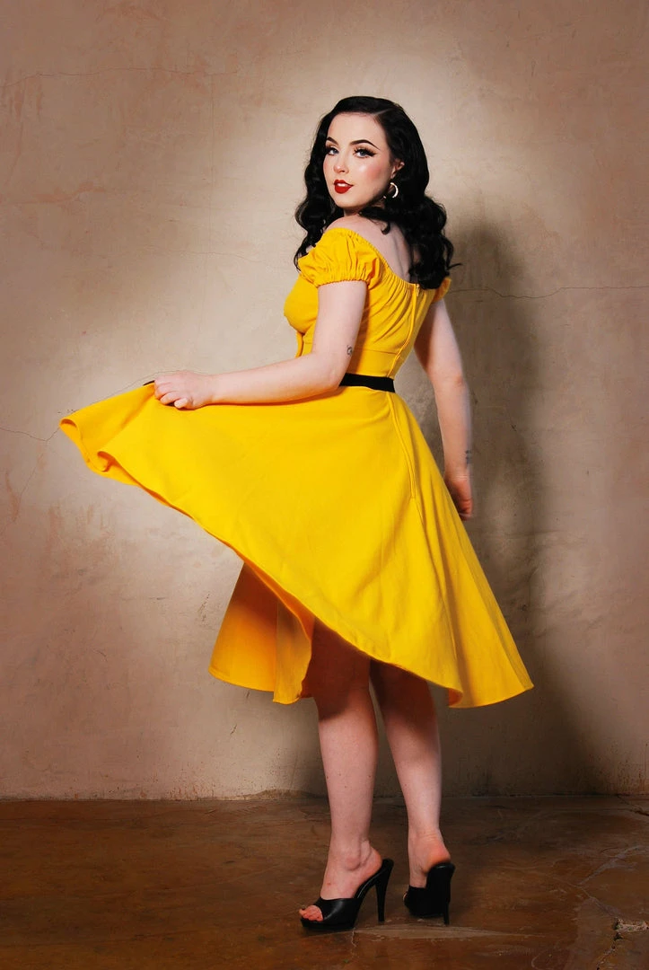 Final Sale - Natalie Dress In Yellow Crepe | Pinup Couture 6 Final Sale - Natalie Dress In Yellow Crepe | Pinup Couture