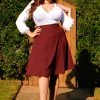What's New, Pussycat? Viva 40s Tulip Skirt In Cabernet Crepe | Laura Byrnes Design