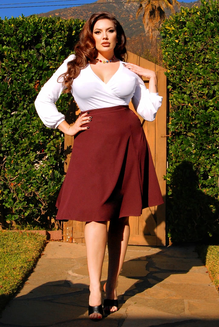 What's New, Pussycat? Viva 40s Tulip Skirt In Cabernet Crepe | Laura Byrnes Design 3 What's New, Pussycat? Viva 40s Tulip Skirt In Cabernet Crepe | Laura Byrnes Design