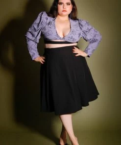 LBHM What's New, Pussycat? Luna Crop Top In Lavender Stregheria Print | Laura Byrnes & Hope Johnstun