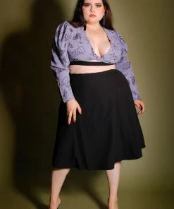 LBHM What's New, Pussycat? Luna Crop Top In Lavender Stregheria Print | Laura Byrnes & Hope Johnstun