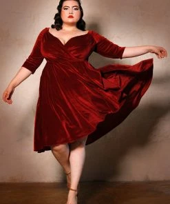 Laura Byrnes Design What's New, Pussycat? Monica Swing Dress In Cranberry Velvet | Laura Byrnes