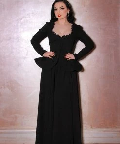 Laura Byrnes Design Mariette Fitted Peplum Jacket In Black Stretch Twill | Laura Byrnes What's New, Pussycat?