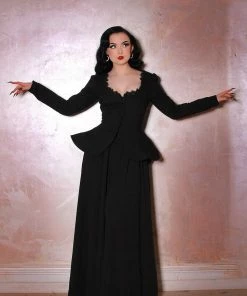 Laura Byrnes Design Mariette Fitted Peplum Jacket In Black Stretch Twill | Laura Byrnes What's New, Pussycat?