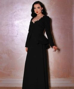 Laura Byrnes Design Final Sale - Amalie Ballerina Maxi Skirt In Black Crepe | Laura Byrnes Shop All In-Stock Items By Size