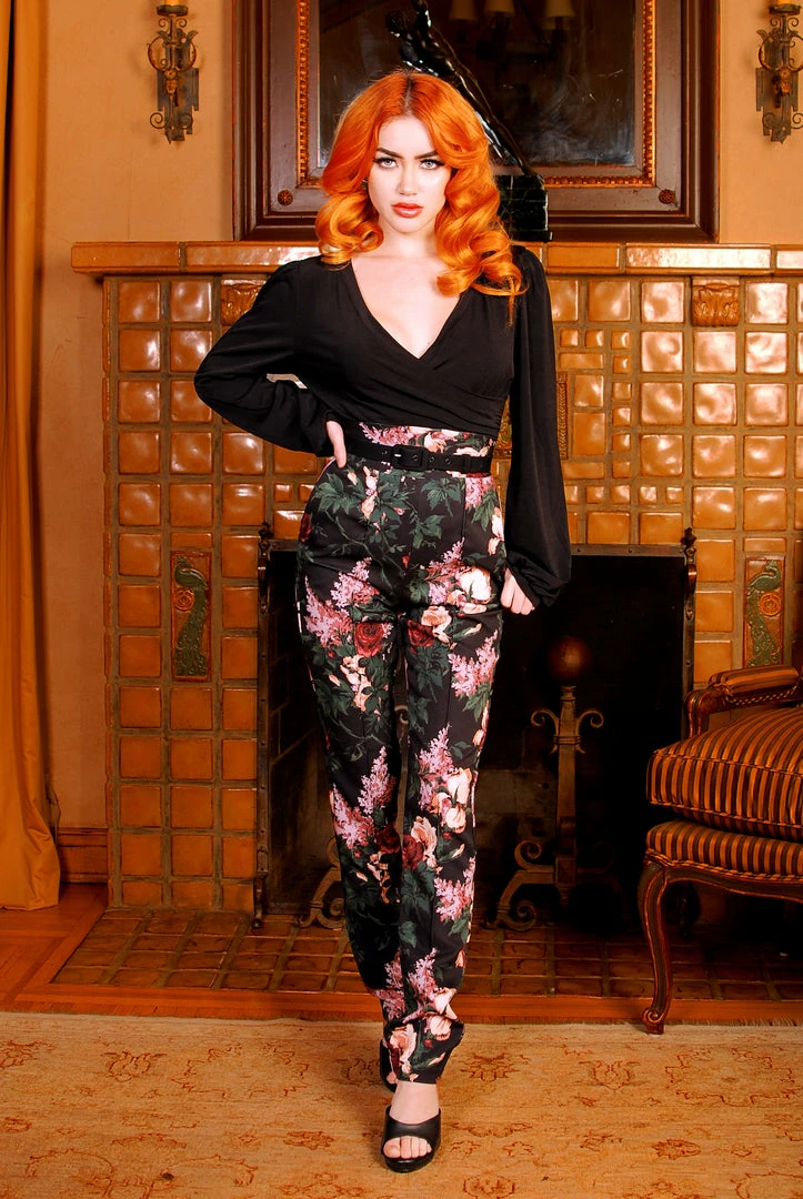 What's New, Pussycat? LB Long Trousers In Dark Bella Roses Gabardine | Laura Byrnes Design 3 What's New, Pussycat? LB Long Trousers In Dark Bella Roses Gabardine | Laura Byrnes Design