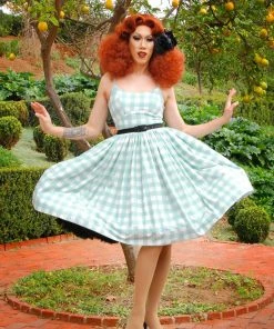 LBHM Final Sale - Jenny Dress In Sage Green Gingham Print Crepe | Laura Byrnes & Hope Morrison